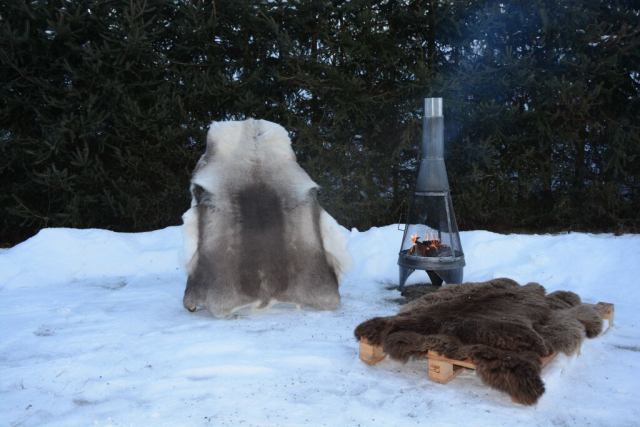 Rentierfell Black Night Sky 160cm Übergrösse